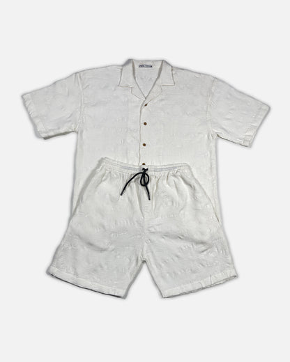 ZARRAA Branded Men's Textured Co-ord Set White Color MCS-03