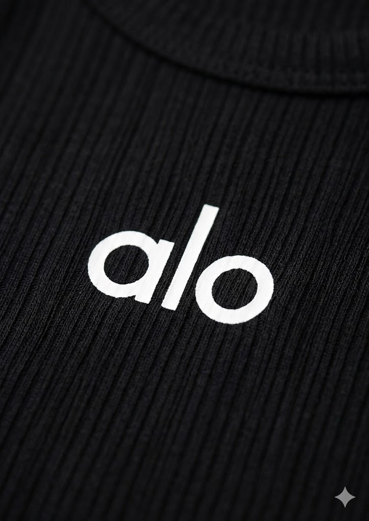 Alos Branded Women’s Ribbed Racerback Crop Tank - Black WTT-18