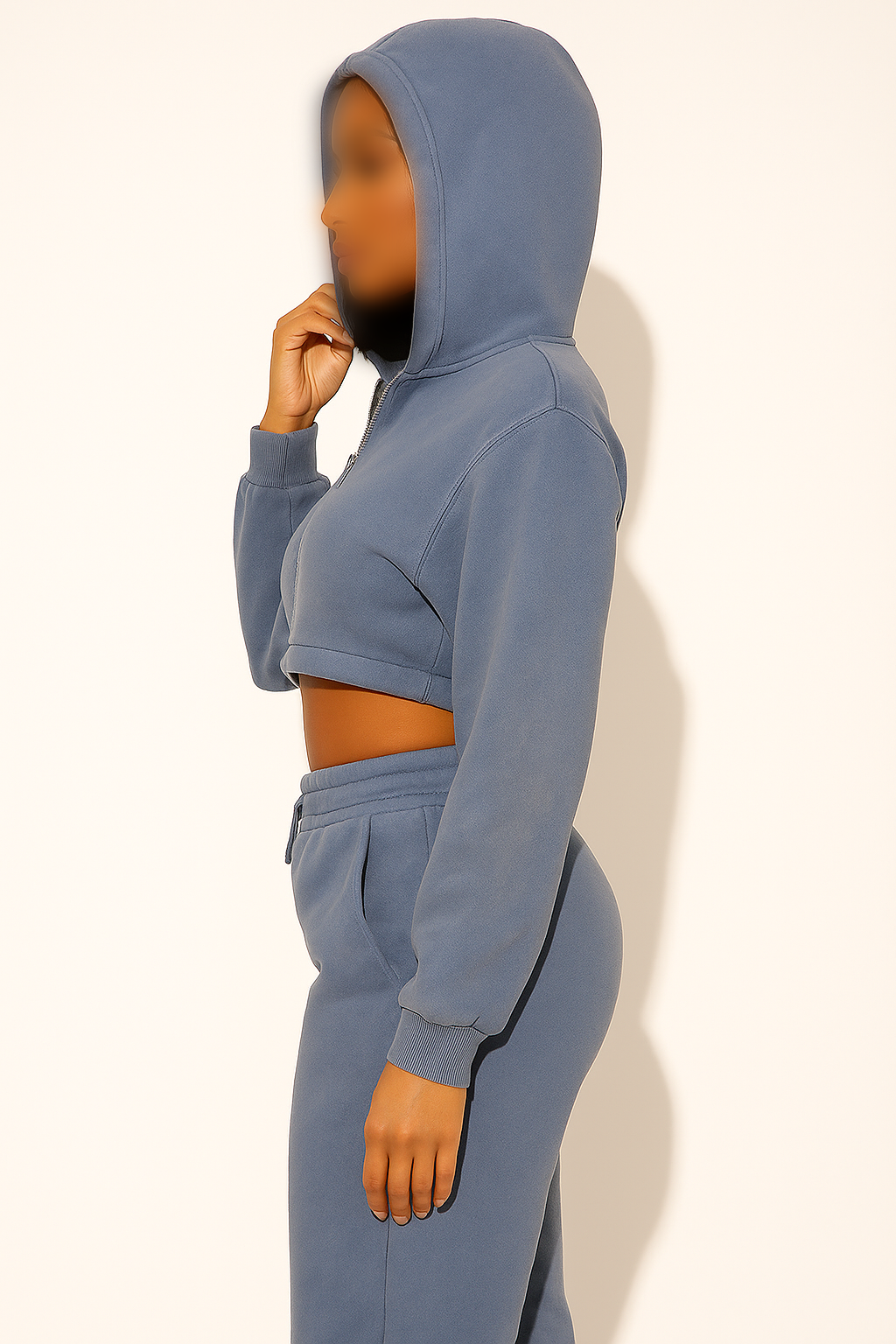 Fashion Branded Nva Women's Dusty Blue Colour Crop Zipper Jacket FNWJ-01