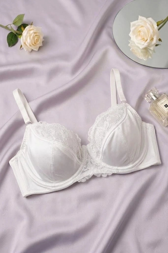 Classic White Lace Full Cup Bra WBS-10