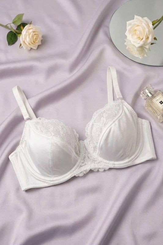 Classic White Lace Full Cup Bra WBS-10