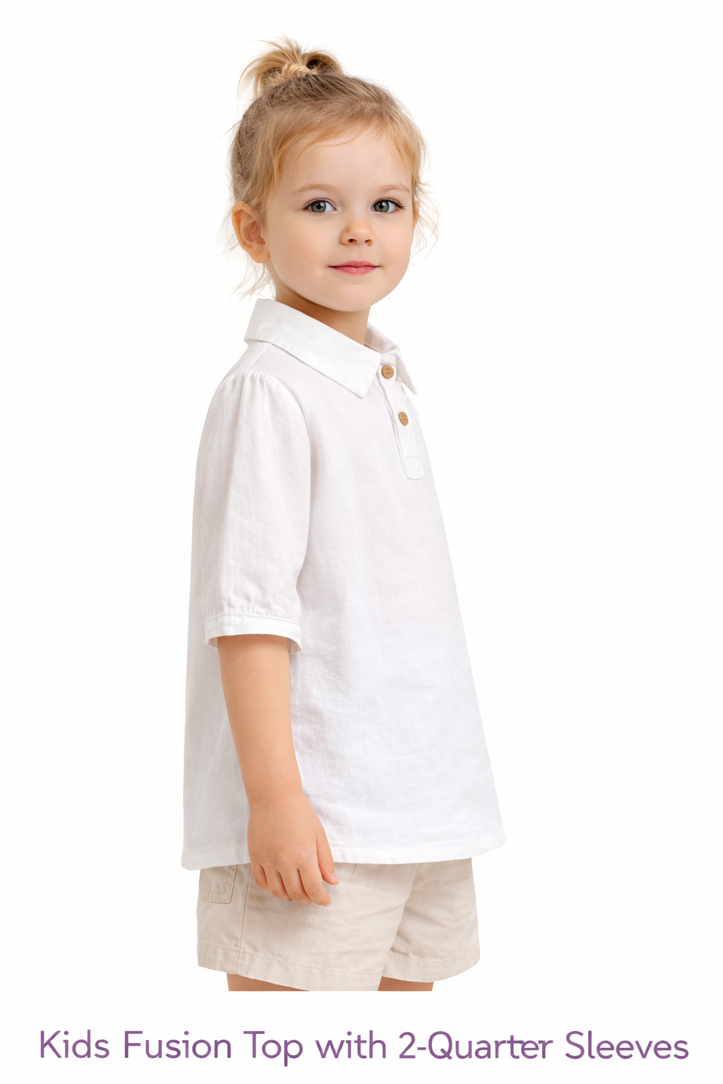 Spark Branded Girls Solid Cotton Fusion Top – White GF-09
