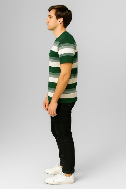 East Hll Branded Men's Green & White Color T-shirt MT-03