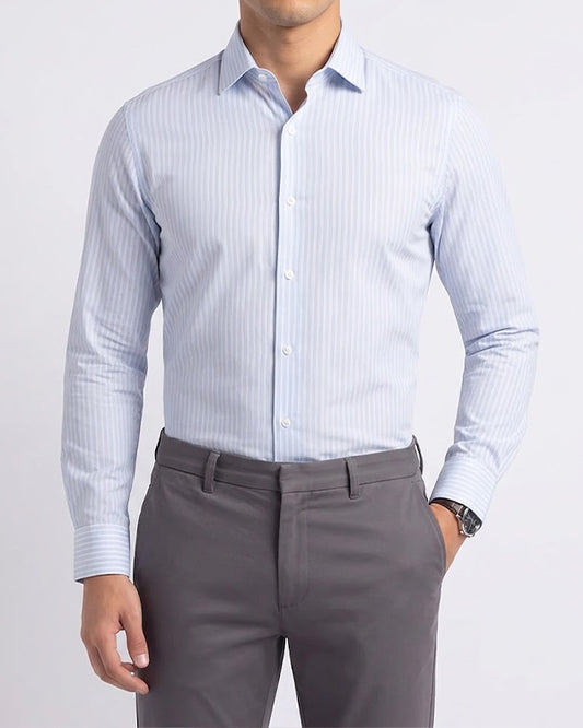 Calvy Klien Branded Mens Formal Shirt-Pastel Blue And White MFS-67