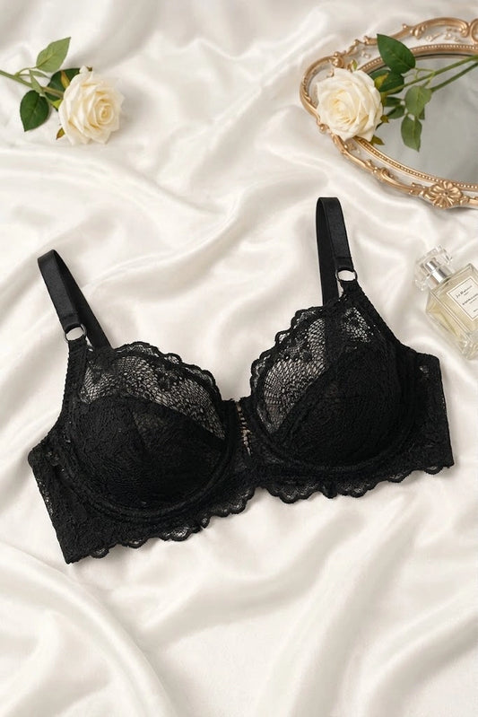 Primarky Premium Elegant Black Lace Full-Figure Bra WBS-06