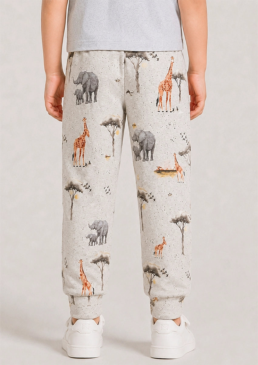 Branded KIds Trouser Cream Color With Animals Printed KUT-09