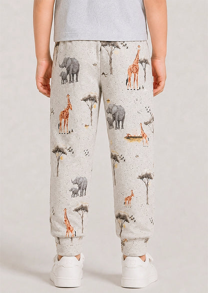 Branded KIds Trouser Cream Color With Animals Printed KUT-09