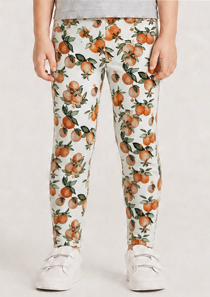 Branded Girl's Citrus Orange Printed Leggings GTD-18