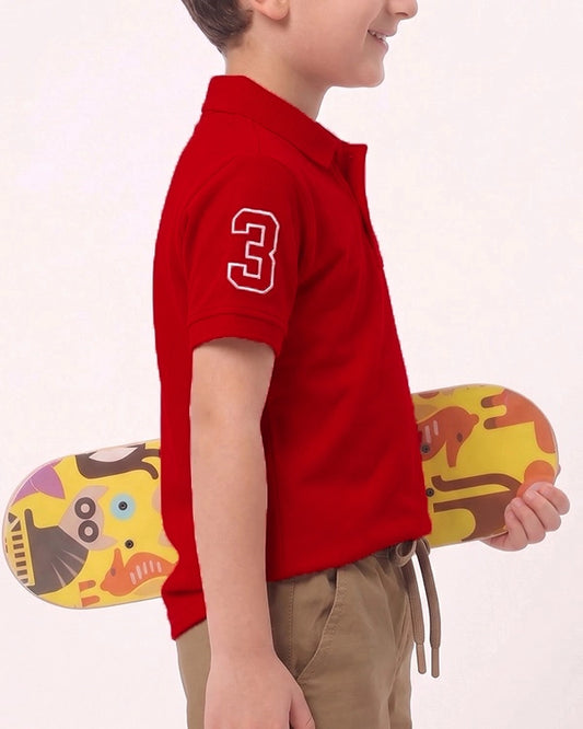 US Pollo Branded Boy's Polo T-shirt Red Color BPT-01