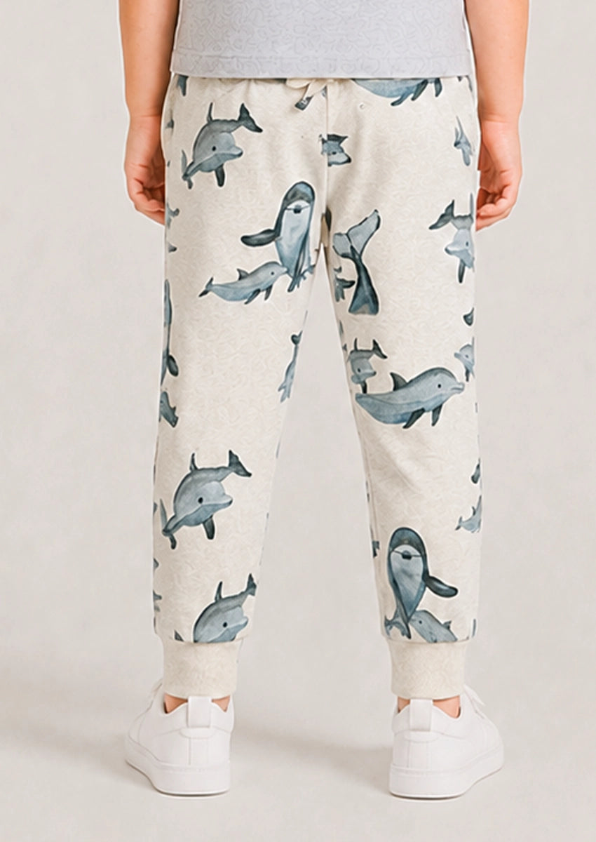 Branded Kids Trouser Beige color Dolphin printed stripes KUT-03
