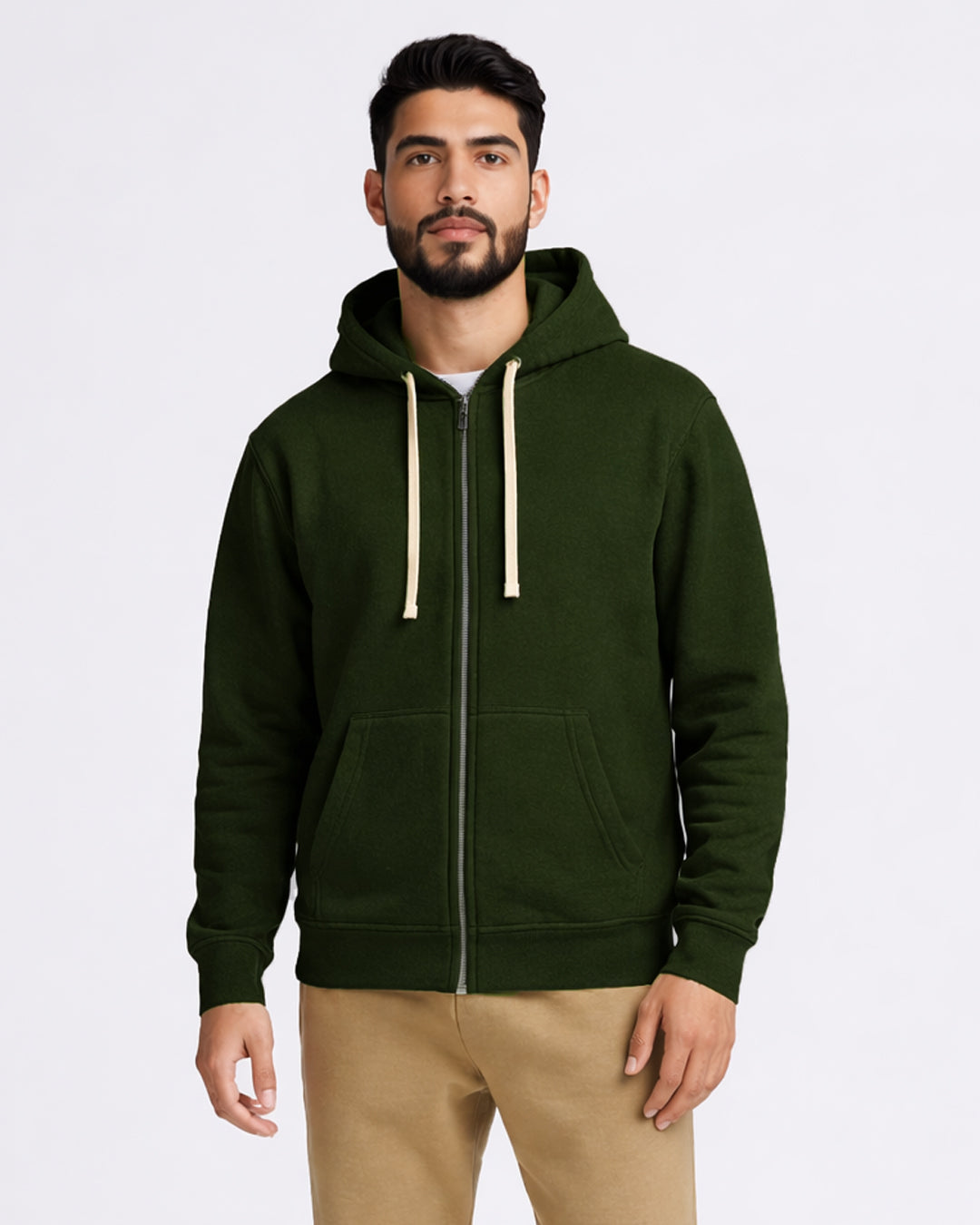 ADONY Branded Men’s Zip-Up Hooded Sweatshirt – Olive Green MZH-14