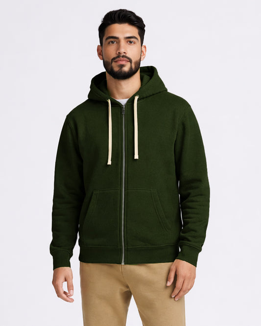 ADONY Branded Men’s Zip-Up Hooded Sweatshirt – Olive Green MZH-14