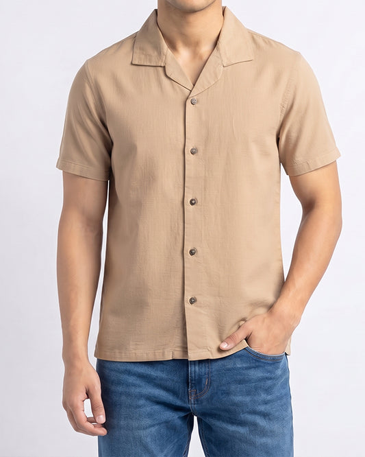 PullNBear Branded Mens Casual Shirt- Beige MCS-60