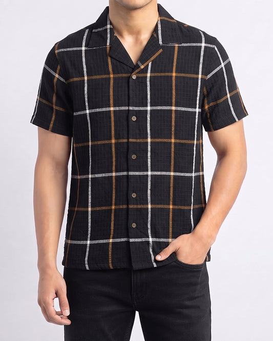 Pegadoor Branded Casual Half Sleeves Shirt Black Color MCS-05