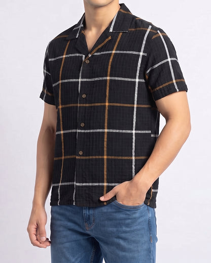 Pegadoor Branded Casual Half Sleeves Shirt Black Color MCS-05