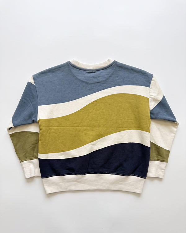 Branded Kids Color-Block Wavy Stripe Crewneck Sweatshirt SP-46