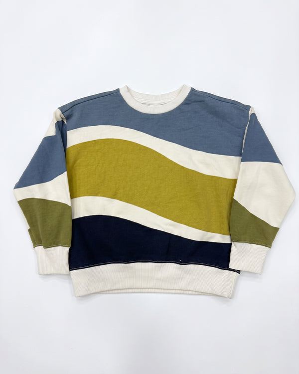 Branded Kids Color-Block Wavy Stripe Crewneck Sweatshirt SP-46