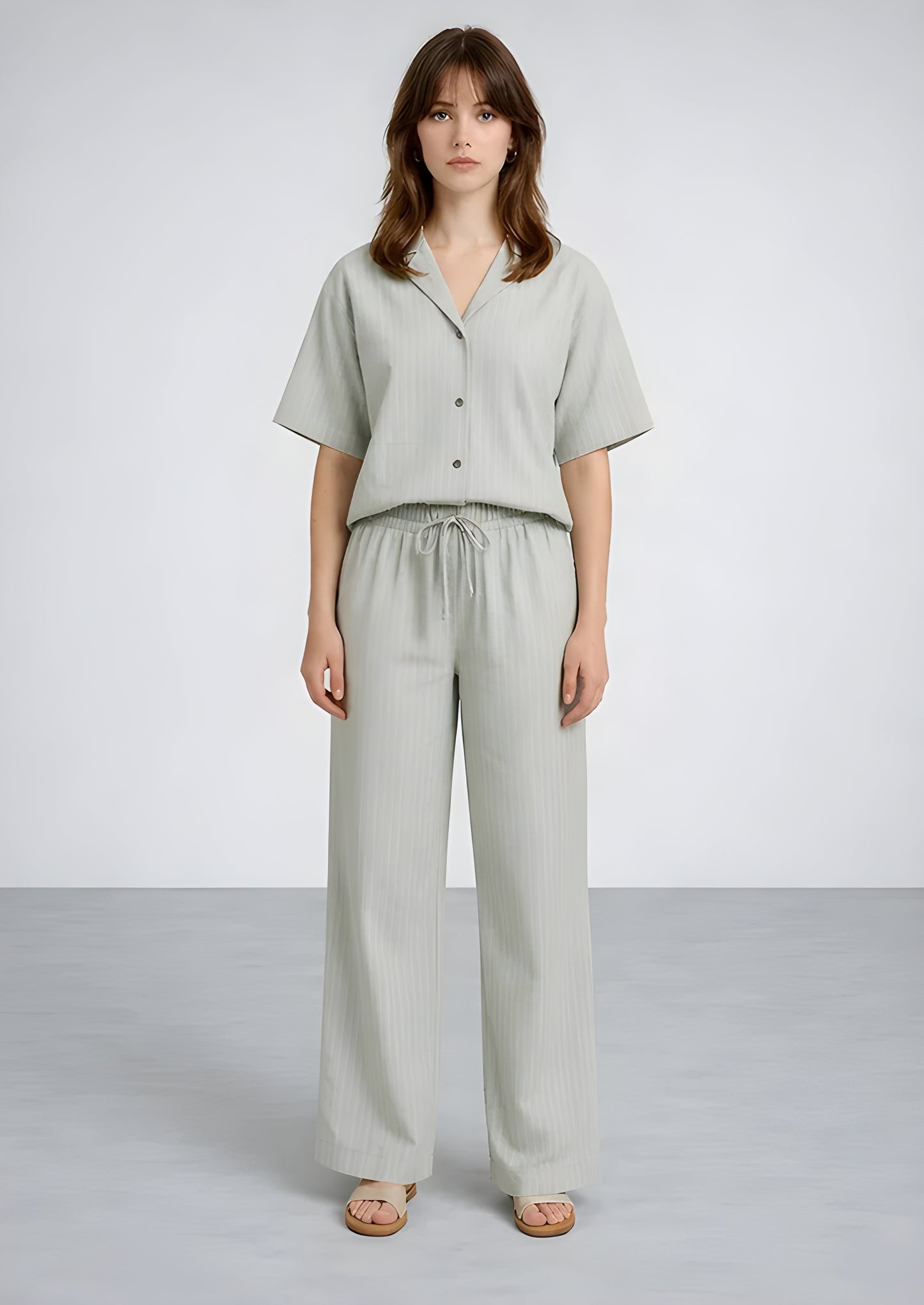 Zelig Branded Mint Green Striped Lounge Co-Ord Set WCS-05