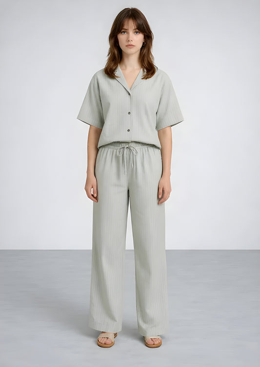 Zelig Branded Mint Green Striped Lounge Co-Ord Set WCS-05