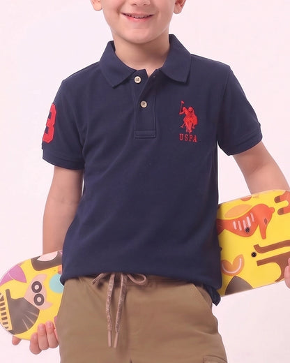 US Pollo Branded Boy's Polo T-shirt Navy Blue Color BPT-08