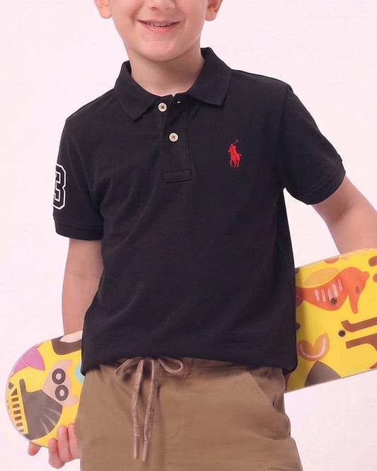 US Pollo Branded Boy's Polo T-shirt Black Color BPT-03