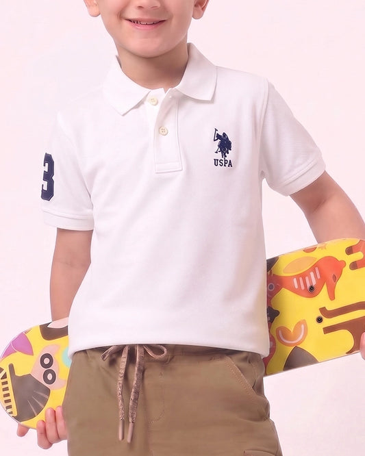 US Pollo Branded Boy's Polo T-shirt White Color BPT-04