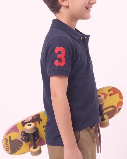 US Pollo Branded Boy's Polo T-shirt Navy Blue Color BPT-08