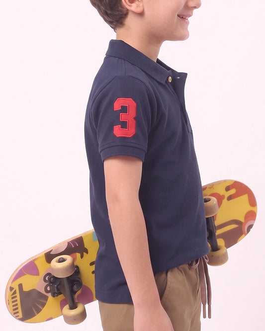 US Pollo Branded Boy's Polo T-shirt Navy Blue Color BPT-08