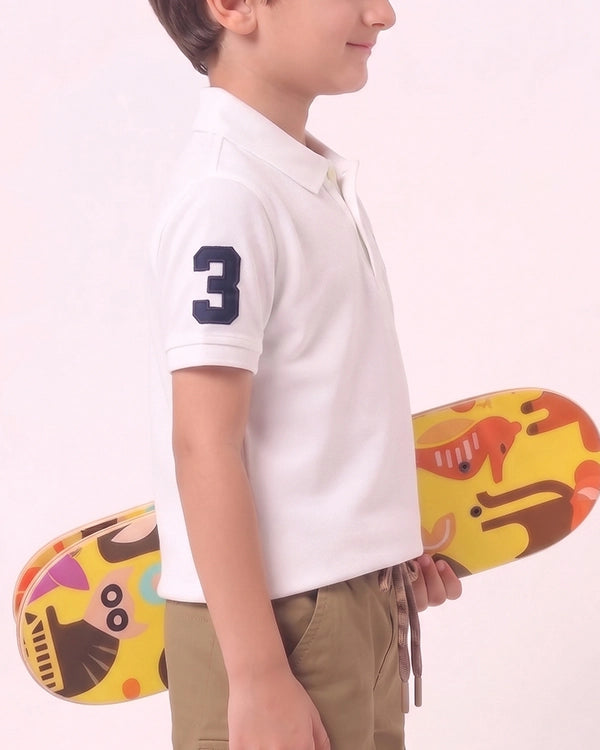 US Pollo Branded Boy's Polo T-shirt White Color BPT-04