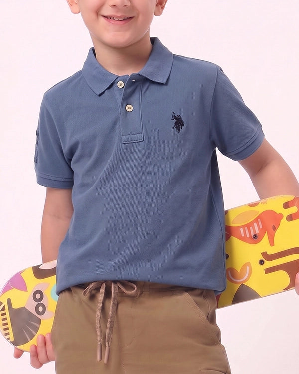 US Pollo Branded Boy's Polo T-shirt Blue Color BPT-05