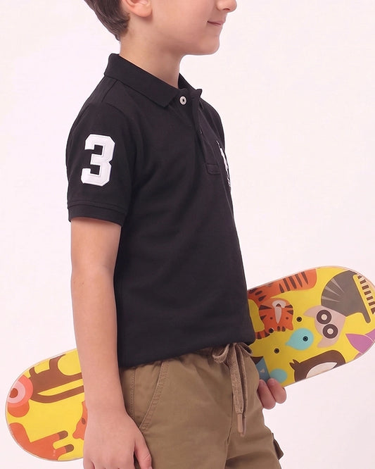 US Pollo Branded Boy's Polo T-shirt Black Color BPT-06