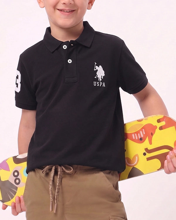 US Pollo Branded Boy's Polo T-shirt Black Color BPT-06
