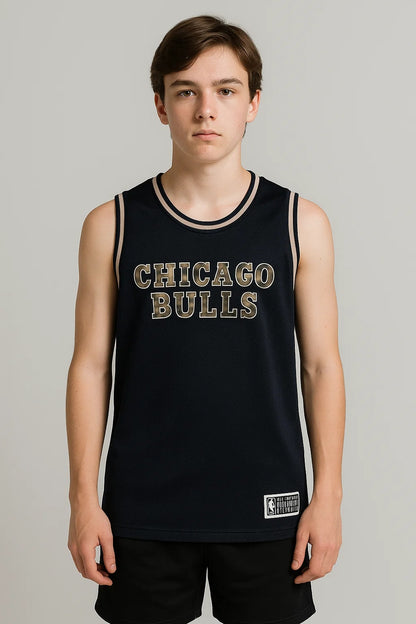 NBBA Branded Boy's Polyester Sando Black Color BSO-02