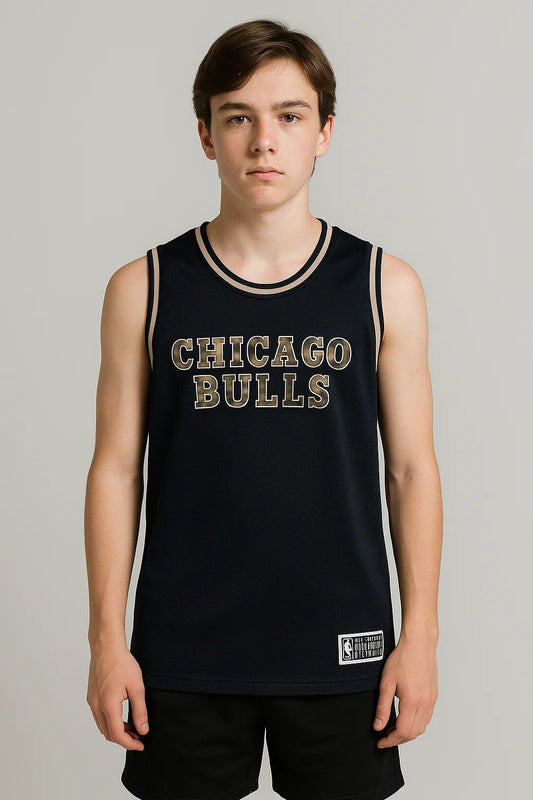NBBA Branded Boy's Polyester Sando Black Color BSO-02