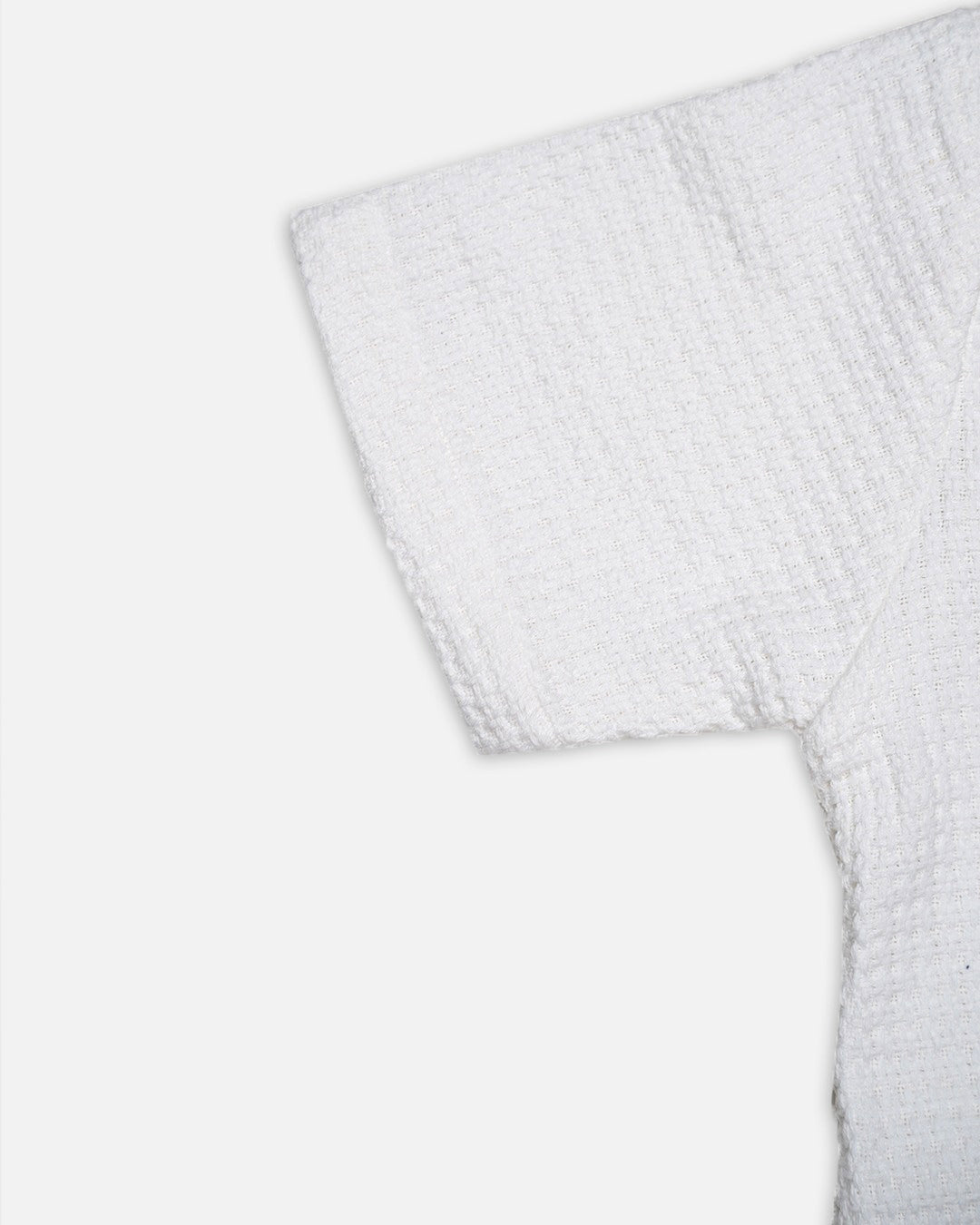 PullNBear Branded Men’s White Textured Short Sleeve Button-Down Shirt MCS-26