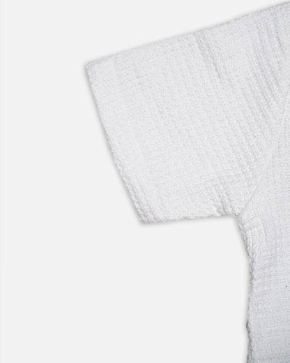 PullNBear Branded Men’s White Textured Short Sleeve Button-Down Shirt MCS-26