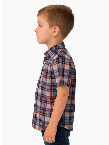 Placce Branded Boy's Red & Navy Check Shirt BS-01