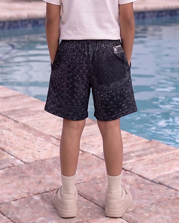 NBBA Branded Boy's Polyester Shorts Black Color BST-07