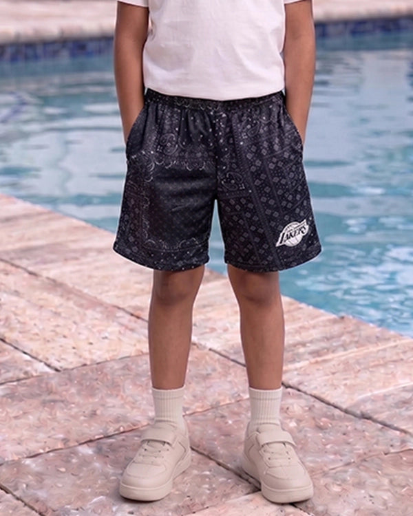 NBBA Branded Boy's Polyester Shorts Black Color BST-07