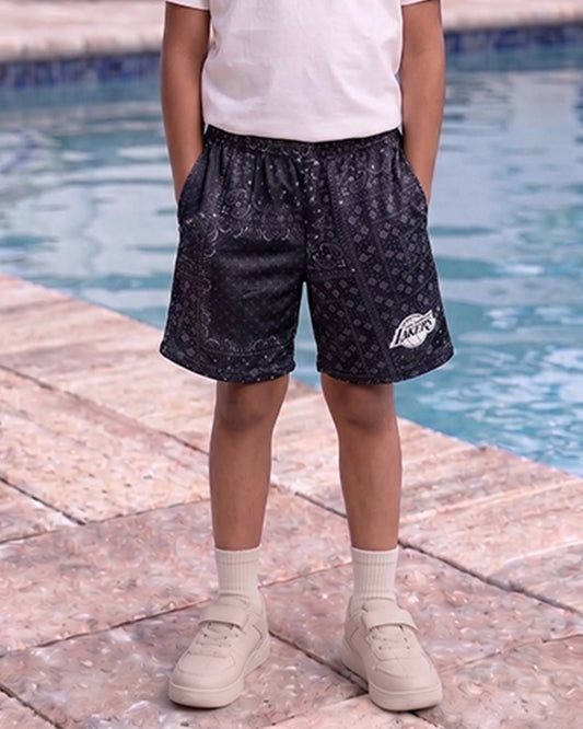 NBBA Branded Boy's Polyester Shorts Black Color BST-07