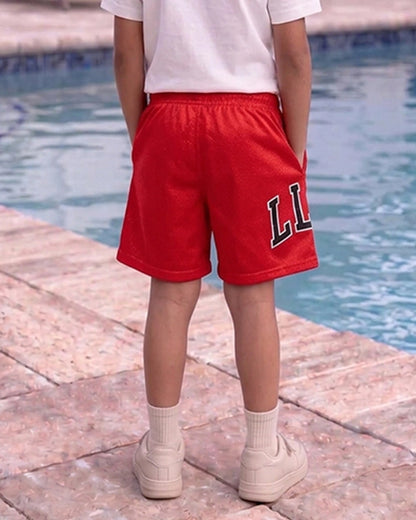 NBA Branded Boy's Polyester Shorts Red Color BST-02