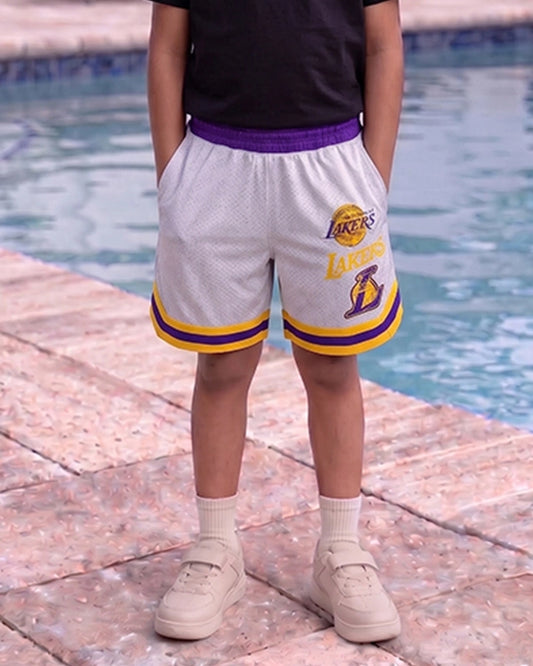 NBBA Branded Boy's Polyester Shorts White & Yellow Color BST-06