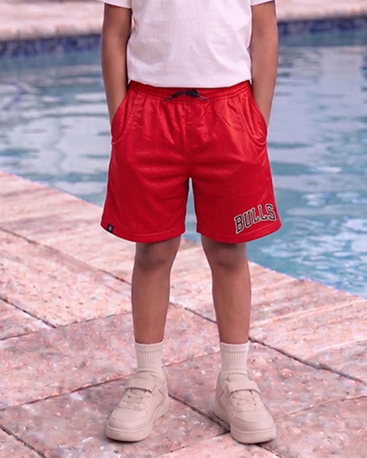 NBBA Branded Boy's Polyester Shorts Red Color BST-01