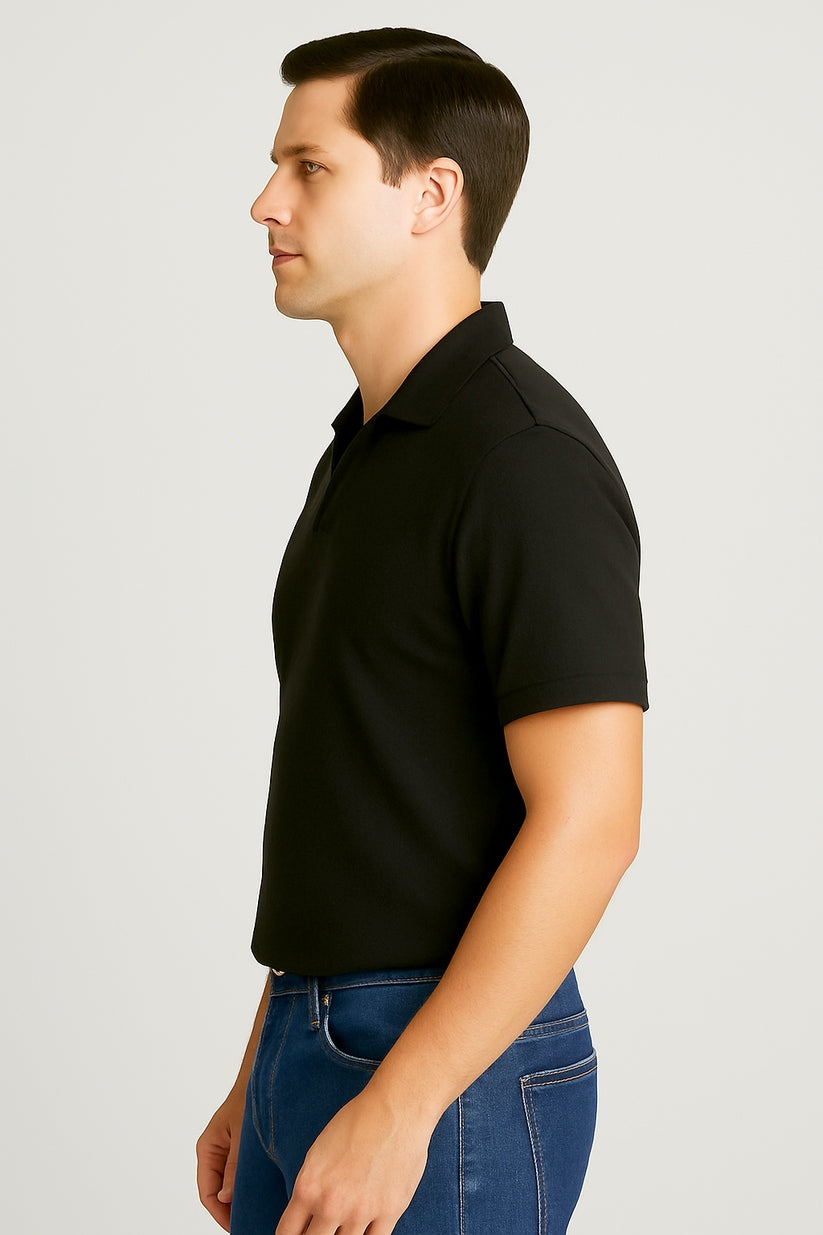 Spark Men's Black Color Rib Polo T-shirt MPT-11