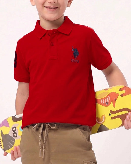 US Pollo Branded Boy's Polo T-shirt Red Color BPT-07
