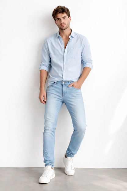 Zelig Branded Men’s Light Blue Slim-Fit Stretch Denim Jeans MJ-14