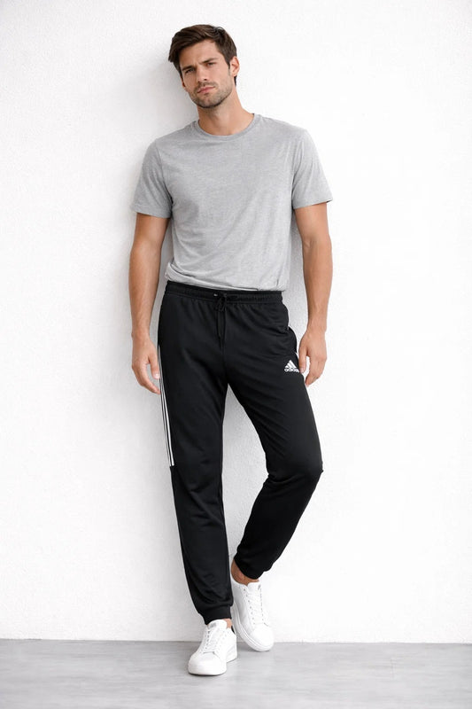 Adids Branded Men’s Black Dri-Fit Half Striped Jogger Pants MDTR-06
