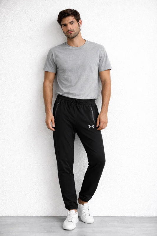 Under Armr Branded Men’s Black Dri-Fit Zipper Pocket Jogger Trouser MDTR-05