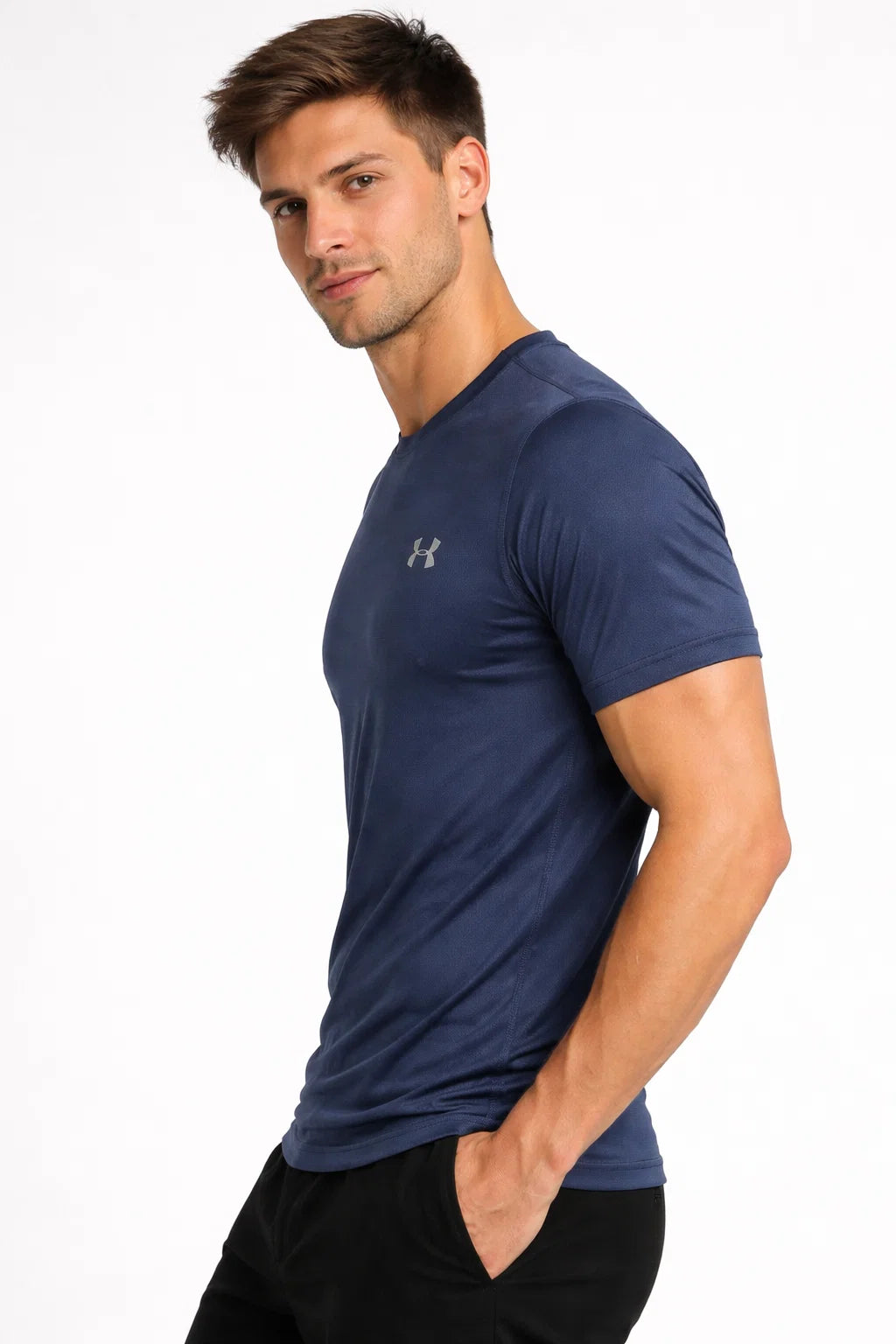 Under Armr Men’s Performance Crew Neck Dri-fit T-Shirt - Navy Blue MDT-27