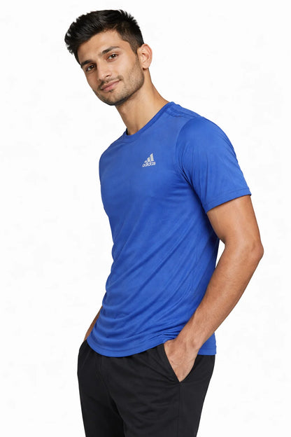 Adids Men’s Breathable Crew Neck Sports Dri-fit T-Shirt – Royal Blue MDT-29